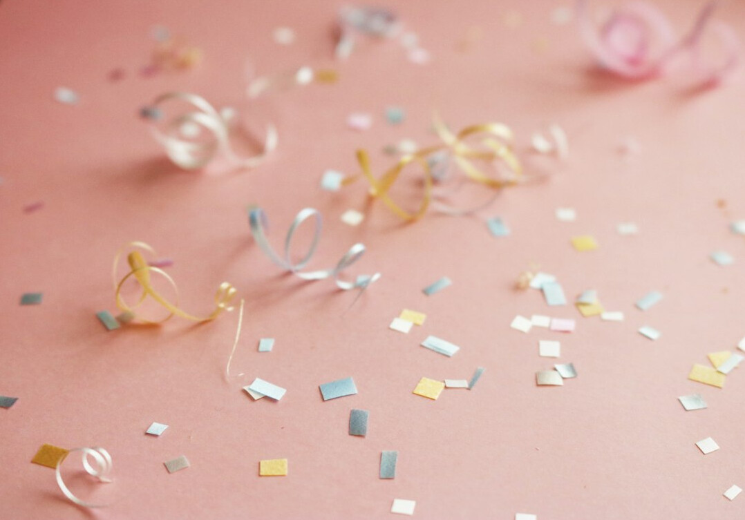 Celebration event with confetti and lights