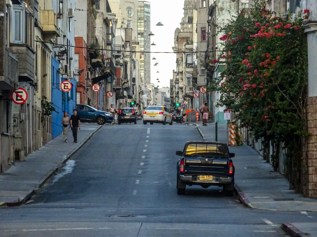 man walking in montevideo street
