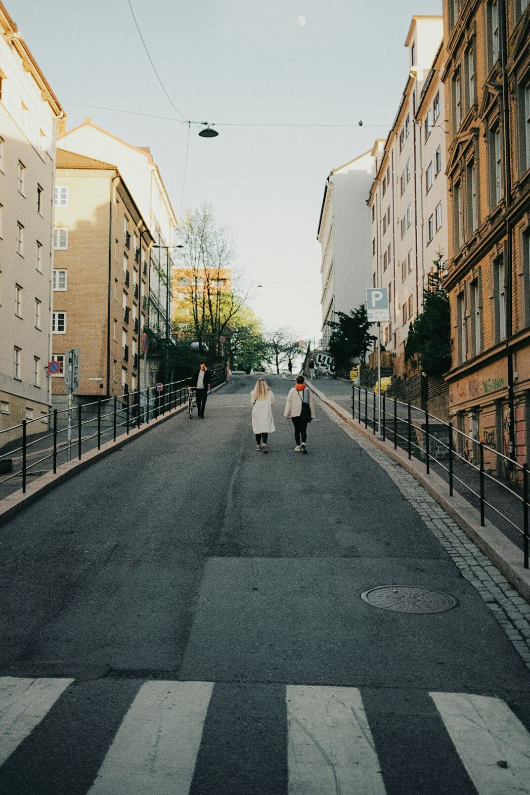 person walking city street